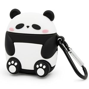 yonocosta cute airpods case, airpods 2 case, panda 3d animals funny cartoon full protection shockproof soft pvc charging case cover with keychain for girls boys women children