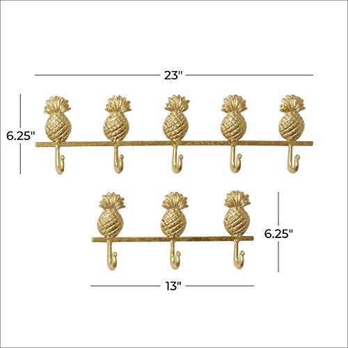 Deco 79 Rack Wall Hook, S/2 13", 23" W, Gold