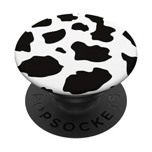 black and white cow print cute design for boys teen girls popsockets swappable popgrip