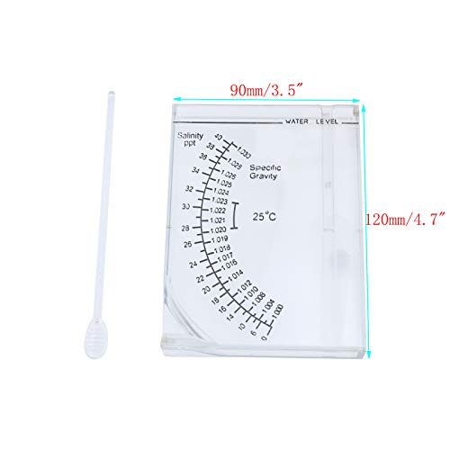 Semetall Salinity Tester Transparent Acrylic Aquarium Sea Hydrometer Salinity Meter Salinity Specific Gravity Test for Fish Tank Pond Water Saltwater Freshwater