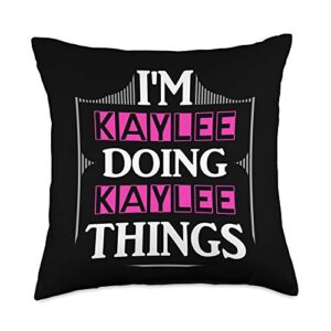 custom kaylee gifts & designs for girls kaylee things funny name gift black throw pillow, 18x18, multicolor