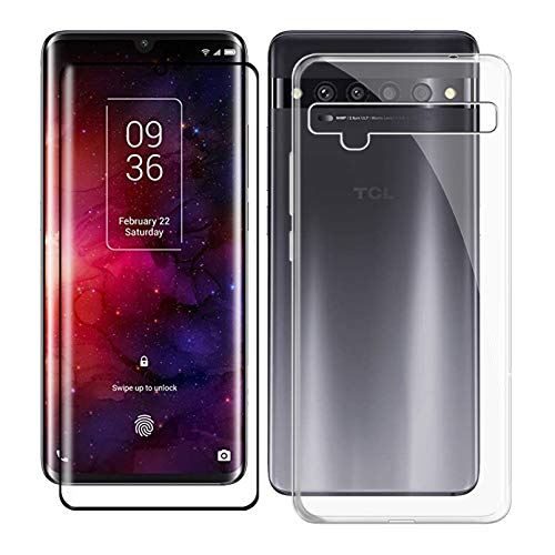 Phone Case for TCL 10 Pro (6.47"), with [1 x Tempered Glass Protective Film], KJYF Clear Soft TPU Shell Ultra-Thin [Anti-Scratch] [Anti-Yellow] Case for TCL 10 Pro - Transparent