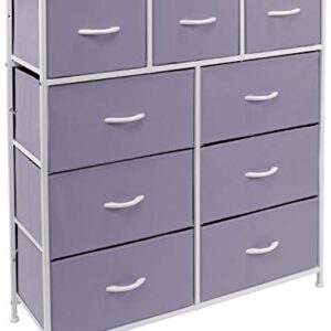 Sorbus Kids Dresser with 9 Drawers - Furniture Storage Chest Tower Unit for Bedroom, Hallway, Closet, Office Organization - Steel Frame, Wood Top, Fabric Bins (Purple, Solid)