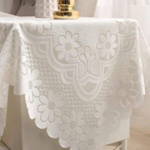 HOMECOOL Square Small Table Cloth - Ivory Crochet Tablecloth for Round Coffee Table 35 X 35 Inch - Sunflower