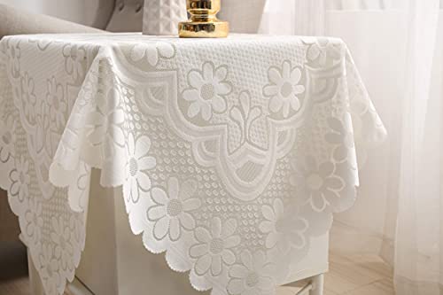 HOMECOOL Square Small Table Cloth - Ivory Crochet Tablecloth for Round Coffee Table 35 X 35 Inch - Sunflower