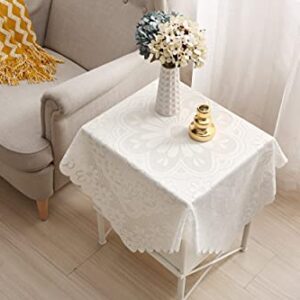 HOMECOOL Square Small Table Cloth - Ivory Crochet Tablecloth for Round Coffee Table 35 X 35 Inch - Sunflower