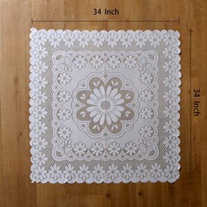 HOMECOOL Square Small Table Cloth - Ivory Crochet Tablecloth for Round Coffee Table 35 X 35 Inch - Sunflower