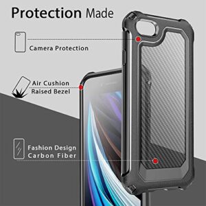 iPhone SE Case, iPhone 8 Case, iPhone 7 Case, SUPBEC Carbon Fiber Shockproof Protective Cover with Screen Protector x2 [Scratch Resistant] [Military Grade Protection], iPhone SE 2022 Case, 4.7", Black