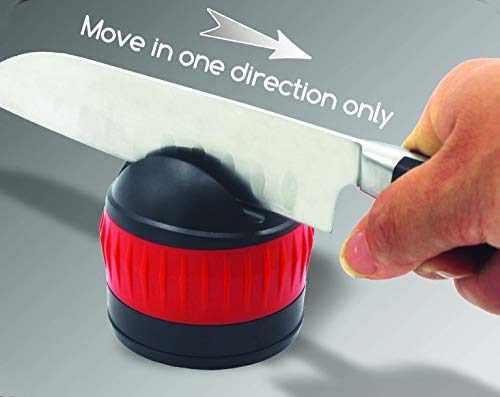 Jokari Knife Sharpener with Suction Kitchen Safety Seals to the Counter for One Handed Sharpening of Knives. In 3 Steps Blades Make Diamond Sharp Slices Rated Near Chef Quality. Skip the Electric Tool