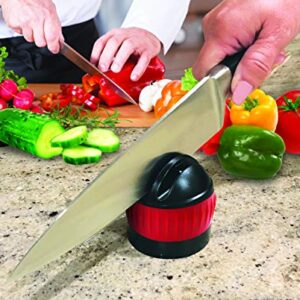 Jokari Knife Sharpener with Suction Kitchen Safety Seals to the Counter for One Handed Sharpening of Knives. In 3 Steps Blades Make Diamond Sharp Slices Rated Near Chef Quality. Skip the Electric Tool