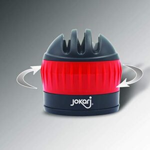 Jokari Knife Sharpener with Suction Kitchen Safety Seals to the Counter for One Handed Sharpening of Knives. In 3 Steps Blades Make Diamond Sharp Slices Rated Near Chef Quality. Skip the Electric Tool