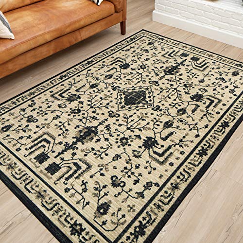 Mohawk Home Modern Farmhouse Daran Black Border Traditional (5' X 7') Area Rug