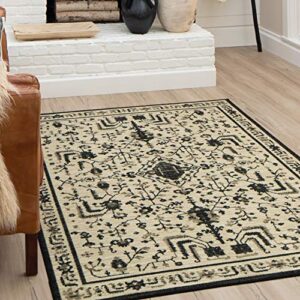 Mohawk Home Modern Farmhouse Daran Black Border Traditional (5' X 7') Area Rug