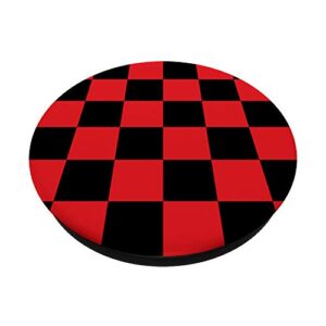 Black and Red Checkered Design Checker Print for Women Men PopSockets Swappable PopGrip