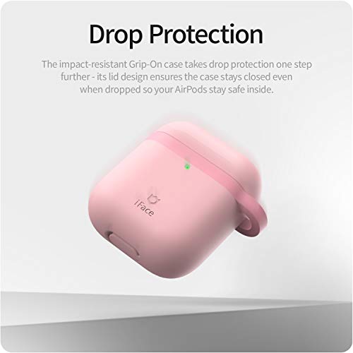 iFace Grip On Color Silicone Case Compatible with AirPods 1 and 2 - Wireless Charging Compatible, Aluminum Carabiner Included - Navy