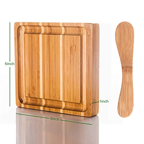 Bamboo Cheese Cutting Board with Butter Knife, Mini Fruit Chopping Board