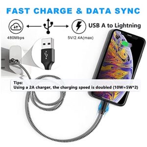 iPhone Charger Cord, USB A to Lightning Cable [Apple MFi Certified Approved] Nylon Braided Fast Charging Cable 12w 3ft Compatible iPhone 14 Plus/13 Pro Max/12 Mini/11 Promax/Xs Max/XR/X/8/7/6/5/iPad