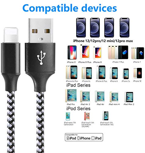 iPhone Charger Cord, USB A to Lightning Cable [Apple MFi Certified Approved] Nylon Braided Fast Charging Cable 12w 3ft Compatible iPhone 14 Plus/13 Pro Max/12 Mini/11 Promax/Xs Max/XR/X/8/7/6/5/iPad
