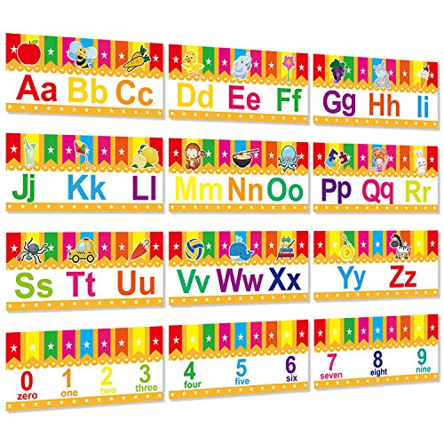 Alphabet Bulletin Board ABC Banner Number 0-9 Line Pre- k Alphabet for Wall Preschool Kindergarten Elementary Classroom Nursery Homeschool Decorations