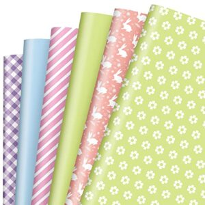 whaline easter tissue paper 90 sheet colorful gift wrapping paper sheet pastel rabbit bunny flower plaid wrapping paper spring holiday art tissue for easter diy gift packing, 13.8 x 19.7 inch