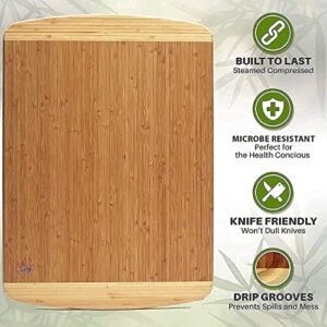 Extra Large Bamboo Cutting Board and Food Grade Oil Spray by Greener Chef