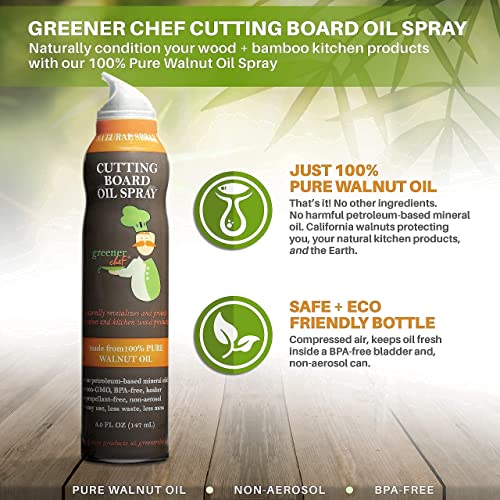 Extra Large Bamboo Cutting Board and Food Grade Oil Spray by Greener Chef