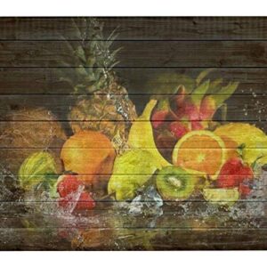 BFJLCWEKF Tempered Glass Cutting Board Fruits on black background with water splash Tableware Kitchen Decorative Cutting Board with Non-slip Legs, Serving Board, Large Size, 15 inches x 11 inches