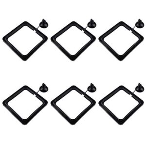 zelerdo 6 pack aquarium fish feeding ring floating food feeder, square shape with suction cup, black