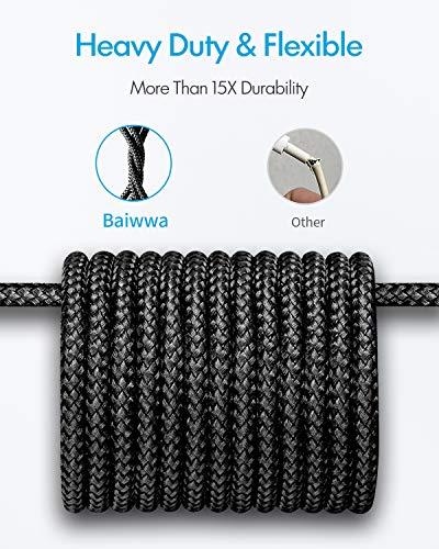 Baiwwa [ 15ft/4.6m ] Extra Long USB C Cable, Premium Nylon Braided USB A to Type C Cable Charger Cord Compatible with Samsung Galaxy Note Tab, Moto, LG, Pixel and More USB C Smartphone & Tablet