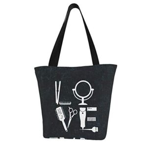 antcreptson hairdresser hairstylist love for her hair stylist bib.jpg canvas tote bag for women travel work shopping grocery top handle purses large totes reusable handbags cotton