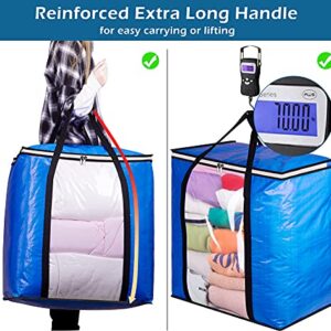 MISSLO Waterproof Large Blanket Storage 106L Heavy Duty Moving Bags with Zippers and Reinforced Handles for Comforter, Pillow, bedding, Quilt, Duvet, Carrying, Travelling, College Dorm, Clothes Organizer Pack Supplies 3 Packs