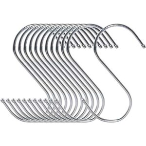 whyhkj 12pcs 4.7 inches extra large s shape hooks heavy-duty stainless steel hanging hooks pot pan hanger clothes storage rack tool kitchen tools