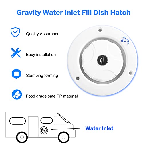 iztor Fresh Water Gravity lnlet Hatch Filler Cap for RV Tanks Caravan Camping Trailer Motorhomes Parts (White)