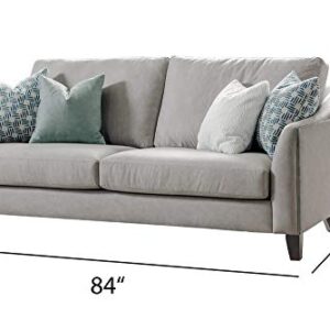 Acanva Luxury Mid-Century Leathaire Curved Arm Living Room Sofa, 84”W Couch, Grey