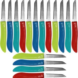 Set of 16 Paring Knives - (Assorted Colors) - Great Starter Pack - Blade Measures 2.625" - 6" Total