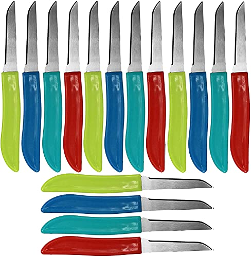 Set of 16 Paring Knives - (Assorted Colors) - Great Starter Pack - Blade Measures 2.625" - 6" Total