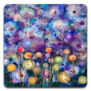 Beautiful Watercolor Flowers Square Coaster Set - Made of Recycled Rubber - Set of 4