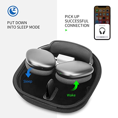 Smart Case for Apple AirPods Max Supports Sleep Mode, Hard Organizer Portable Carry Travel Cover Storage Bag (Black)