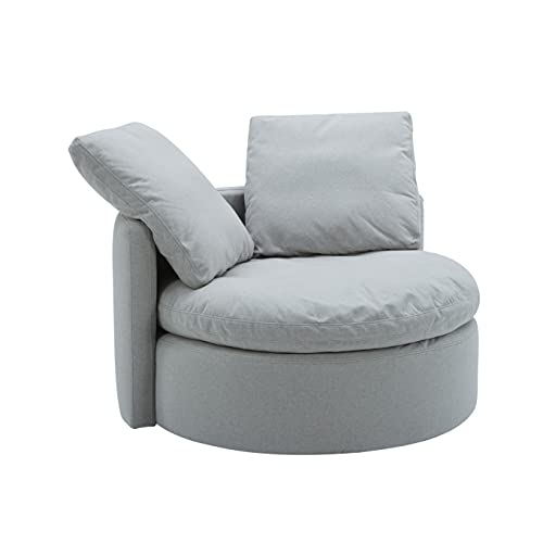 Amazon Brand – Stone & Beam Alende Deep Swivel Living Room Accent Chair, 46''W, Light Grey