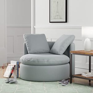Amazon Brand – Stone & Beam Alende Deep Swivel Living Room Accent Chair, 46''W, Light Grey