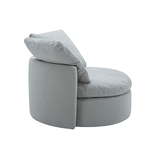 Amazon Brand – Stone & Beam Alende Deep Swivel Living Room Accent Chair, 46''W, Light Grey