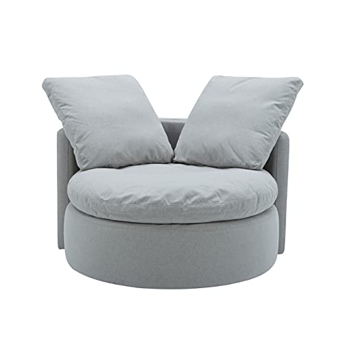 Amazon Brand – Stone & Beam Alende Deep Swivel Living Room Accent Chair, 46''W, Light Grey