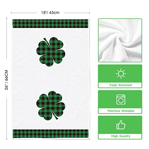 Artoid Mode Buffalo Plaid Lucky Clover Shamrock Truck Kitchen Dish Towels, 18 x 26 Inch Seasonal St. Patrick's Day Quotes Ultra Absorbent Drying Cloth Tea Towels for Cooking Baking Set of 4