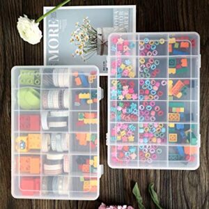 UHOUSE 2 PCS 18 Grids Clear Plastic Organizer Container Storage Box with Fixed Dividers for Nuts and Bolts, Tools Storage Organizer Box Case for Craft Tackles Hardware