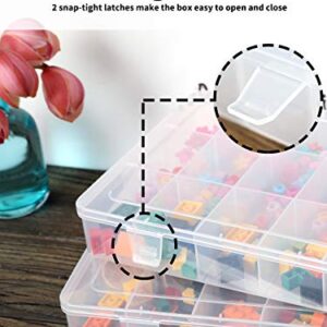 UHOUSE 2 PCS 18 Grids Clear Plastic Organizer Container Storage Box with Fixed Dividers for Nuts and Bolts, Tools Storage Organizer Box Case for Craft Tackles Hardware