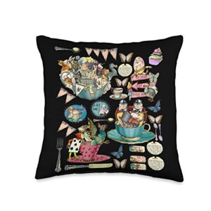 alice accessories alice in wonderland collage throw pillow, 16x16, multicolor