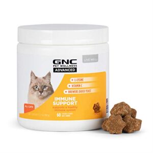 gnc for pets advanced immune support cat supplements 60 ct | lysine treats for cats, immune support cat vitamins and supplements | l-lysine,vitamin c, and brewers dried yeast cat supplement