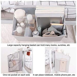 Bedside Organizer Caddy,Hanging Bunk Bed Organizer,Foldable Magazine Holders Storage Bag Platform Bed,College Dorm Rooms Baby Bed Rails,Gray