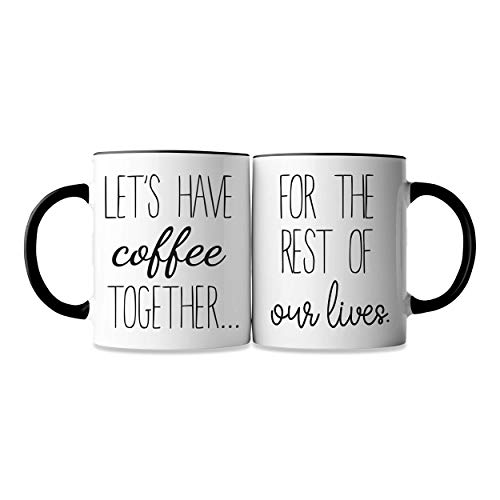 Celebrimo Lets Have Coffee Together For The Rest Of Our Lives Coffee Mug Set - Engagement Gifts for Couples - Mr and Mrs Wedding Gift for Couple - Bridal Shower Engaged Bride and Groom Couples Mugs