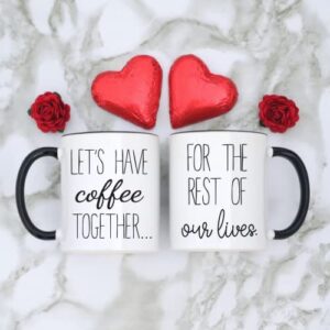 Celebrimo Lets Have Coffee Together For The Rest Of Our Lives Coffee Mug Set - Engagement Gifts for Couples - Mr and Mrs Wedding Gift for Couple - Bridal Shower Engaged Bride and Groom Couples Mugs